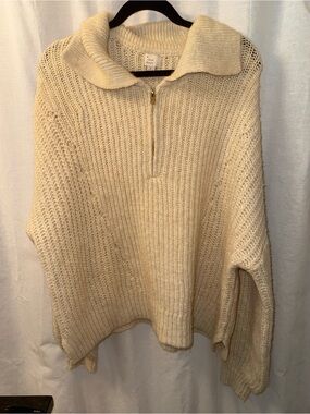 a new day Cream Half-Zip Cowl-Neck Sweater